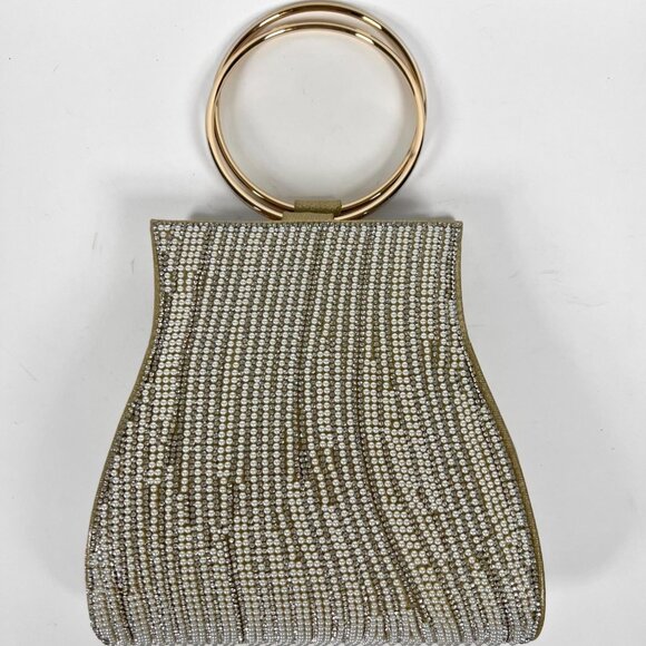 Verano Hill Meghan Rhinestones Handbag – Gold Vegan Purse - Picture 2 of 5